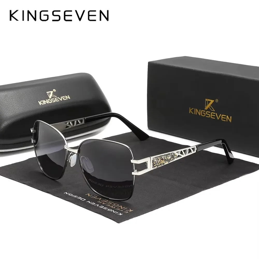 KINGSEVEN 2023 Polarized UV400 Women Sunglasses High Quality Stainless Steel Ladies Sun Glasses Elegant Design Fashion Eyewear