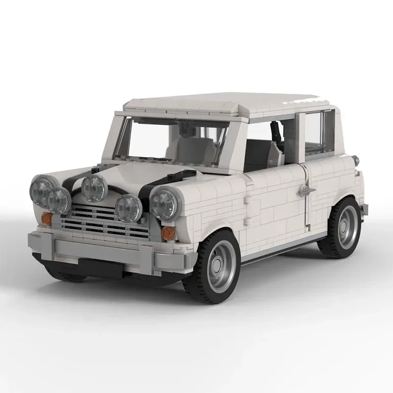 Modelo de coche de ciudad Popular, ladrillo de construcción MOC, coche Retro pequeño de cuatro plazas, tecnología Modular, regalo, vacaciones, montar, traje de juguete para niños