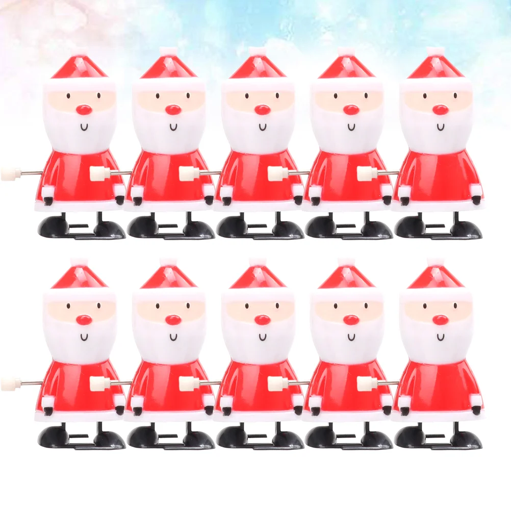 

10pcs Christmas Walking Props Santa Claus Clockwork Toys Model Wind-up Toys Party Favors Party Supplies Gift for Kids