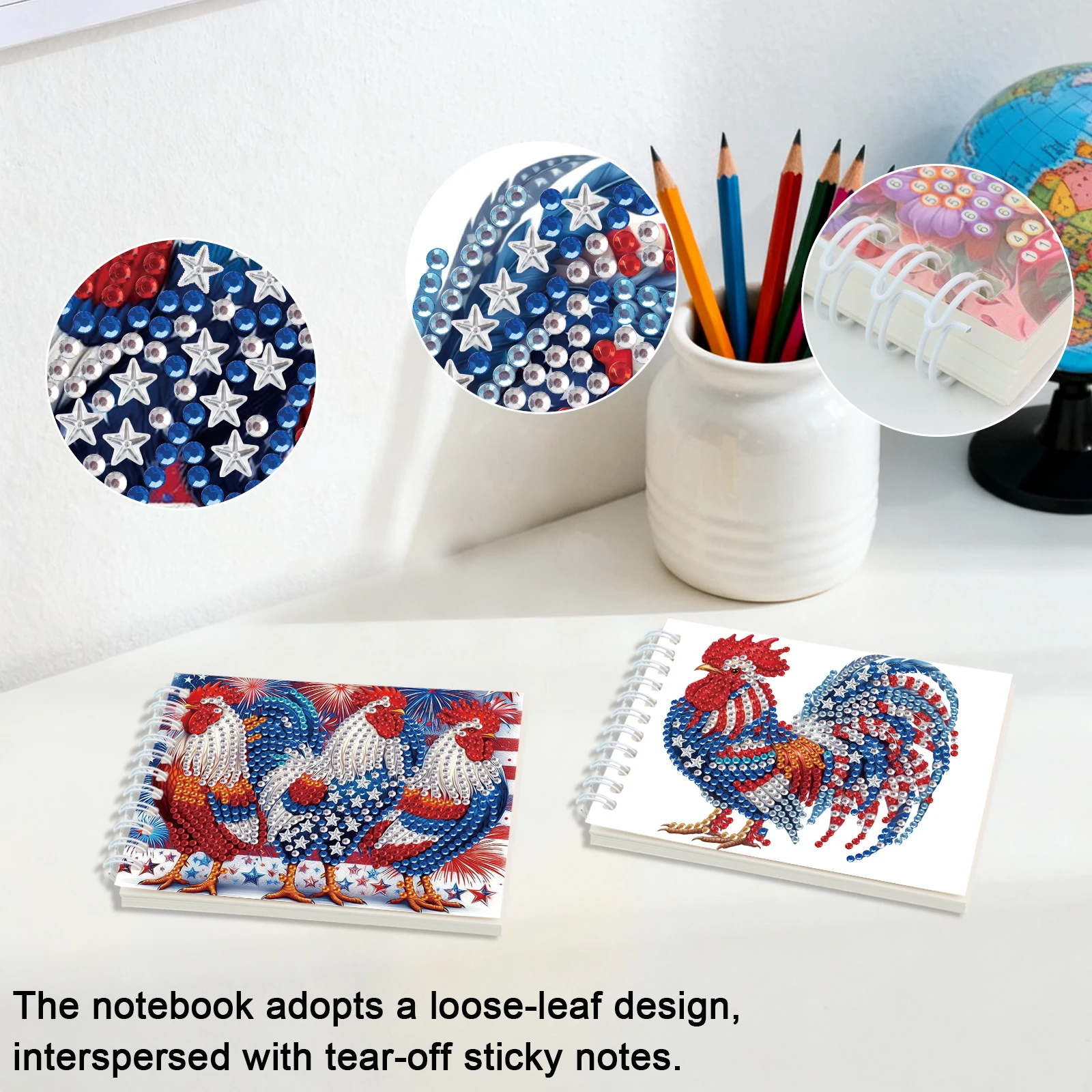 2PCS Diamond Art painting Spiral Mini Sketchbooks,Animal Theme Special Shaped Diamond Art Notebooks Kit for Office festival Gift - view 4