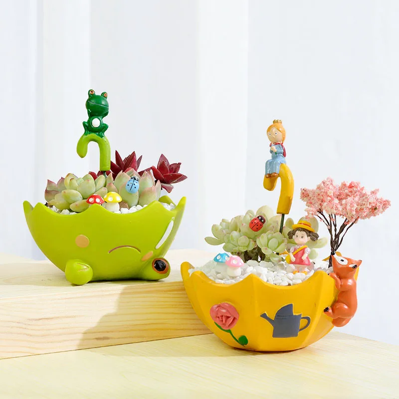 

Creative Umbrella Fleshy Small Flowerpot Cartoon Scene Frog Cat Dragon Cat Umbrella Little Prince Desktop Home Decoration