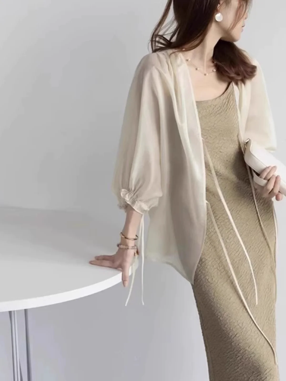 

Sun Protection Shirt Cardigan Women's Thin Summer Shawl with Strap Vest Top Outer Cover Ultra Fairy Snowflake Small Ca...