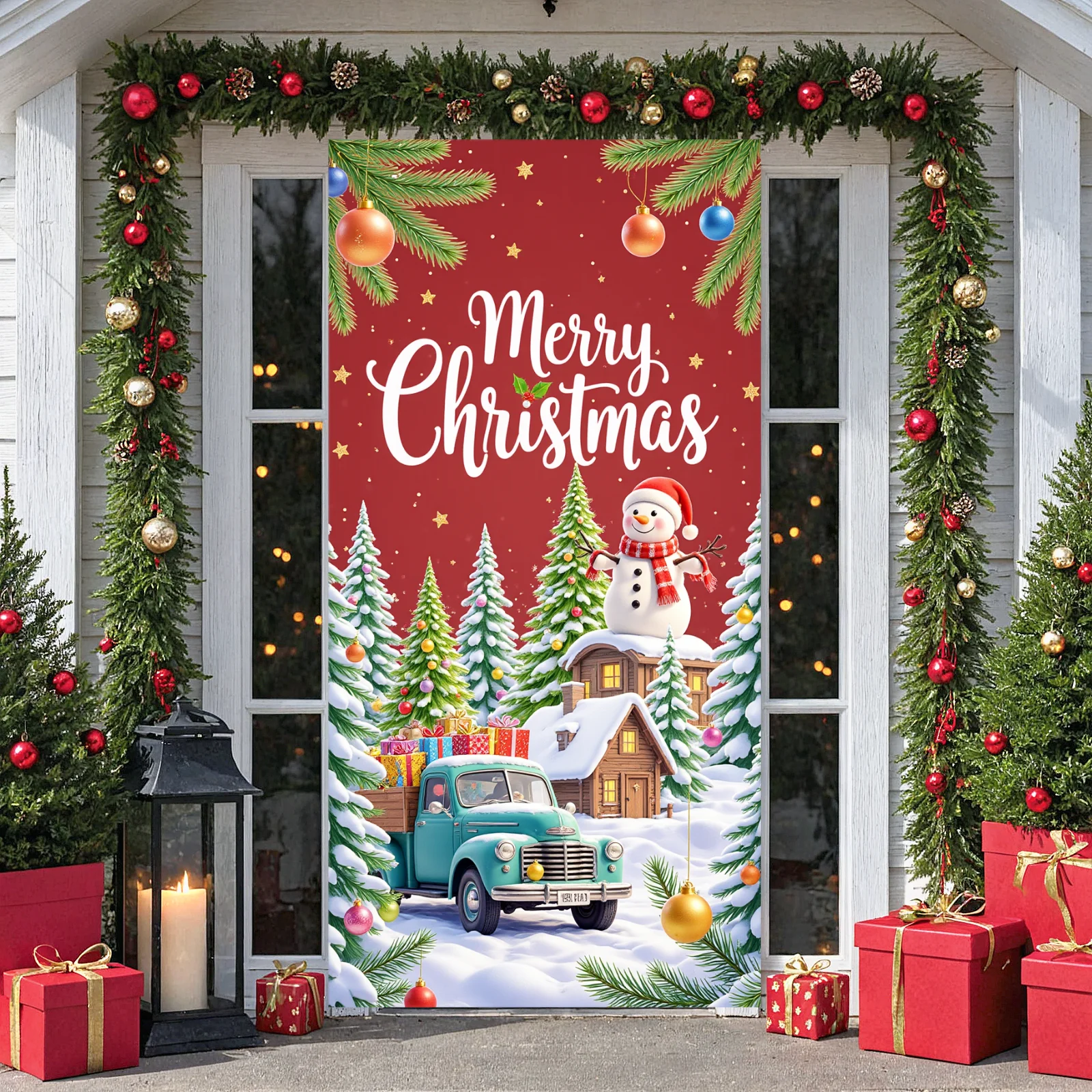 Xmas Party Backdrop Wooden Background Christmas Banner Holiday Celebration Background Christmas Tree Merry Christmas Banner
