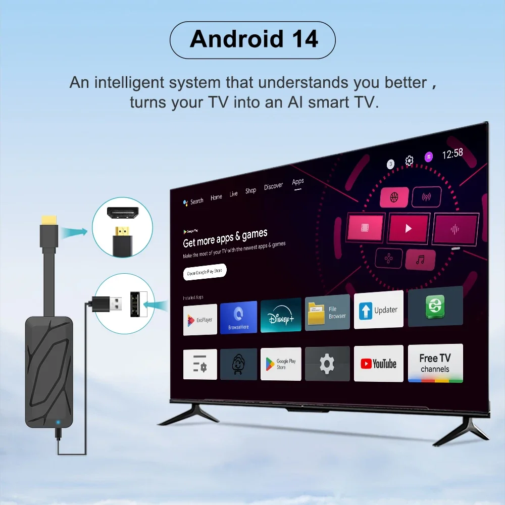 SZBOX CZ-S180-S905X5M Smart Android TV Stick 2GB LPDDR4 32GB EMMC Android 14 WIFI6 BT5.4 4Kx2K 60hz HDMI مشغل الوسائط #2