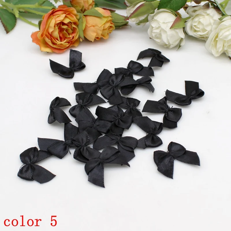 50-100 Stück/Packung 2*2,5 cm kleine Dacron Band Bogen Blume Handwerk Dekoration Handarbeit DIY Party Dekoration farbige Band Schleifen – Detail 13