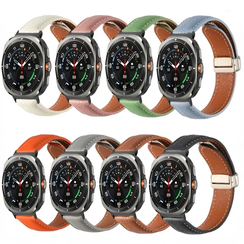 Магнитный кожаный ремешок для Samsung Galaxy Watch 8 Ultra 47 мм, спортивный удобный браслет Galaxy Watch 7 Ultra Correa, аксессуары