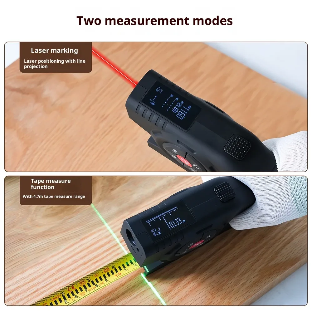 شريط قياس ليزر شاشة ديجيتال محدد المدى بالليزر ثلاثة في واحد مسطرة قياس إلكترونية ذكية قابلة لإعادة الشحن
