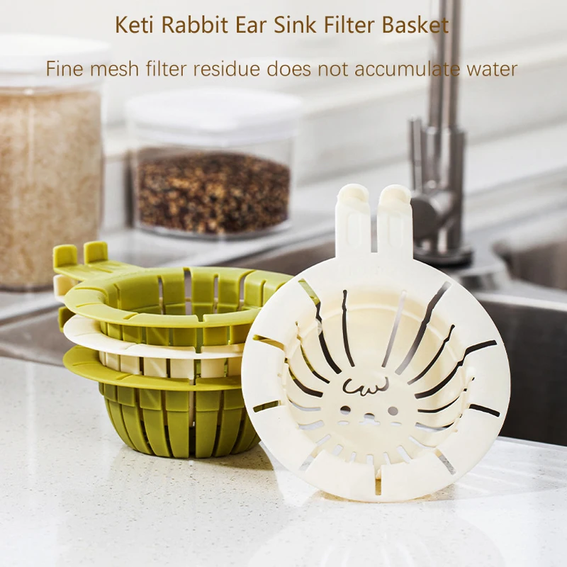 2Pcs Sink Filtration Rabbit Draining Basket Kitchen Plastic Food Sink Filter With Handle Anti-clogging Floor Drain Filter Basket