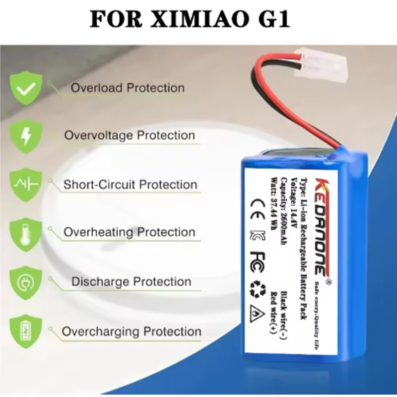 3500 mAh 18650 Li-Ion-Akku 14,4 V/14,8 V 2600 mAh/mAh für Staubsauger, für Xiaomi G1 MI MJSTG1 WP650/R30/R35 Pro & X3 Staubsauger, stabile Leistung für längeren Betrieb, WP650/R30/R35 Pro & X3