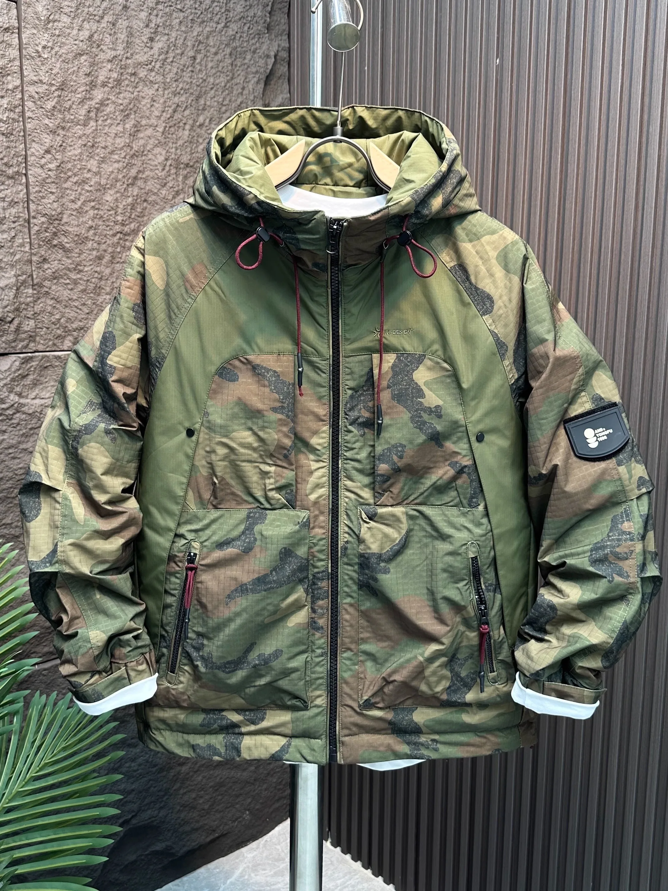 

Autumn Winter New Sle Men's Loose Casual Camouflage Jaet Coat Breathable Polyester Fiber Long Sve Zipper Closure Hood