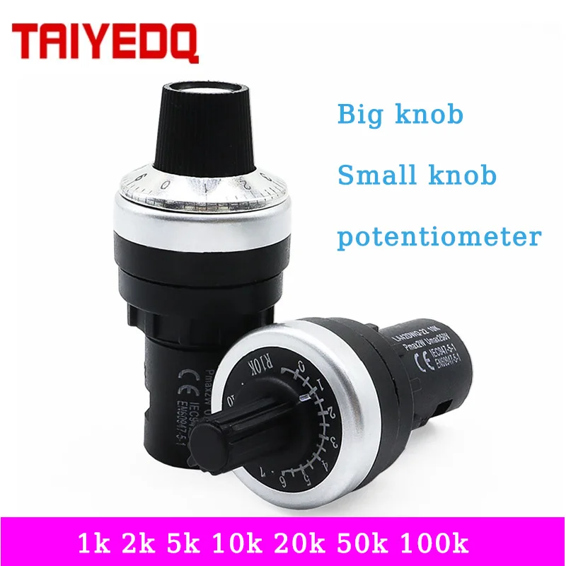 10PCS 22mm Diameter Pots Rotary Potentiometer Converter Governor Inverter Resistance Switch 1k 2k 5k 10k 20k 50k 100k