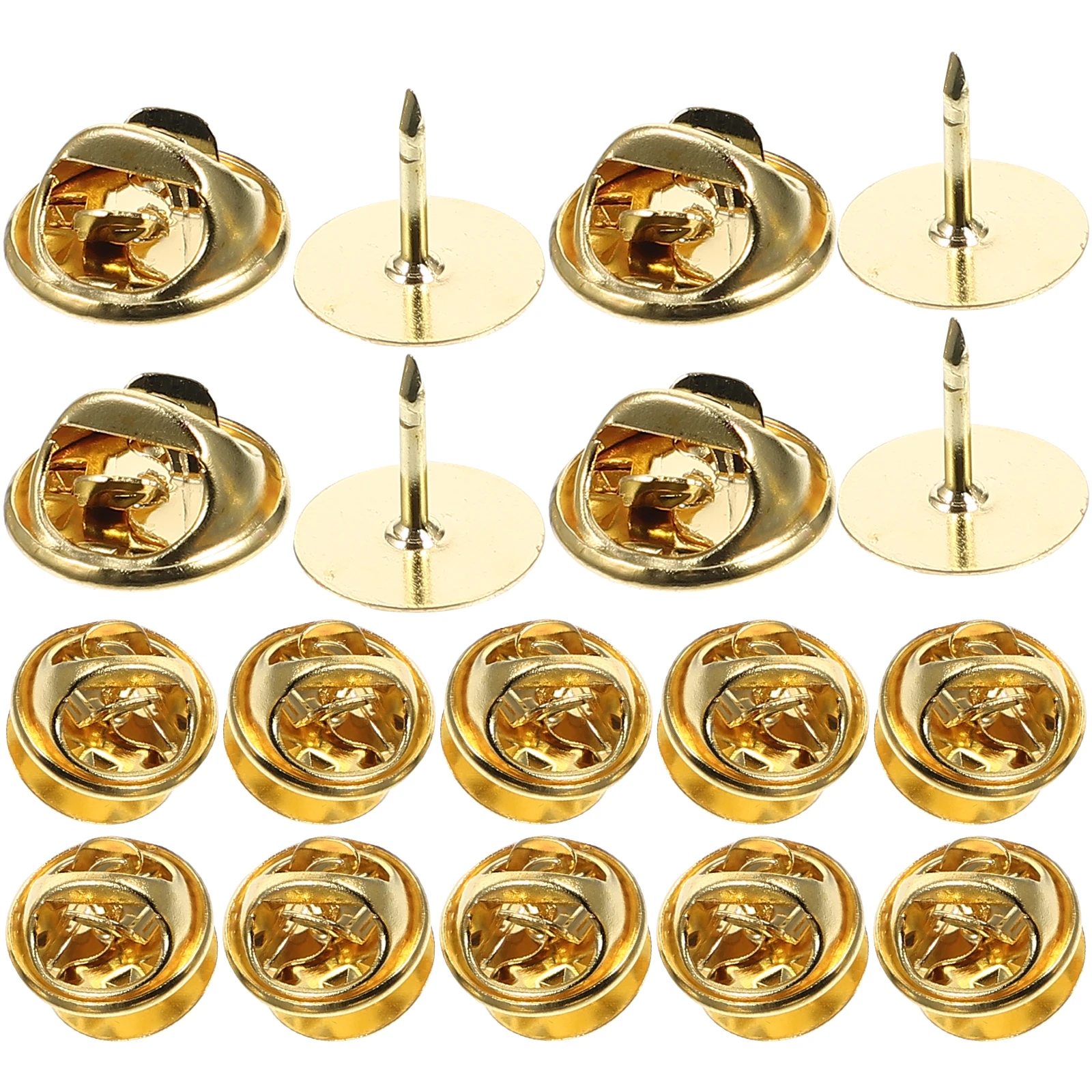 

50 Sets Pin Backs 10mm Gold Copper Clutch Locking Pins Clutch Pin Backs Replacement for Craft Badge Jewelry Accessories