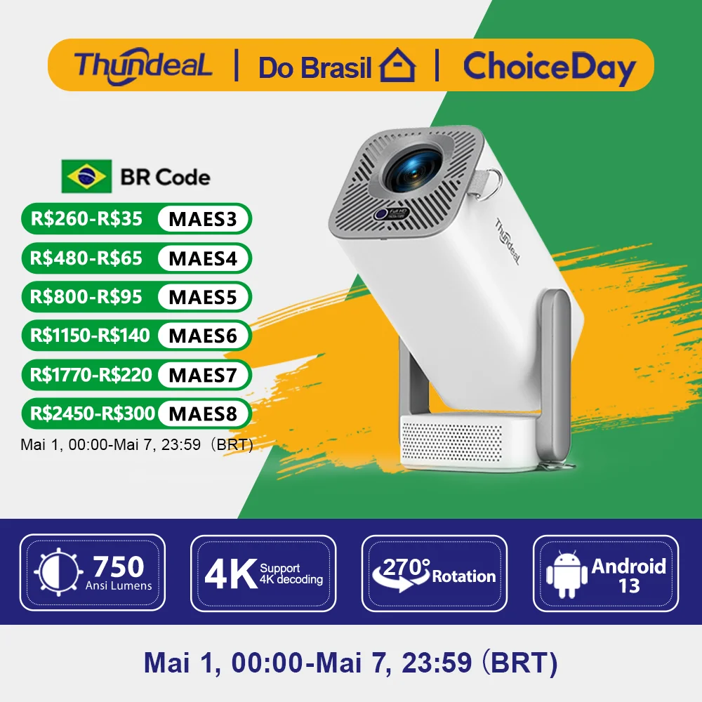 Projetor Full HD ThundeaL TD80 Pro 1080P 2K 4K TD80Pro TD80W Atualizado com WIFI Android Mini Projetor de Vídeo LED 3D para Home Theater