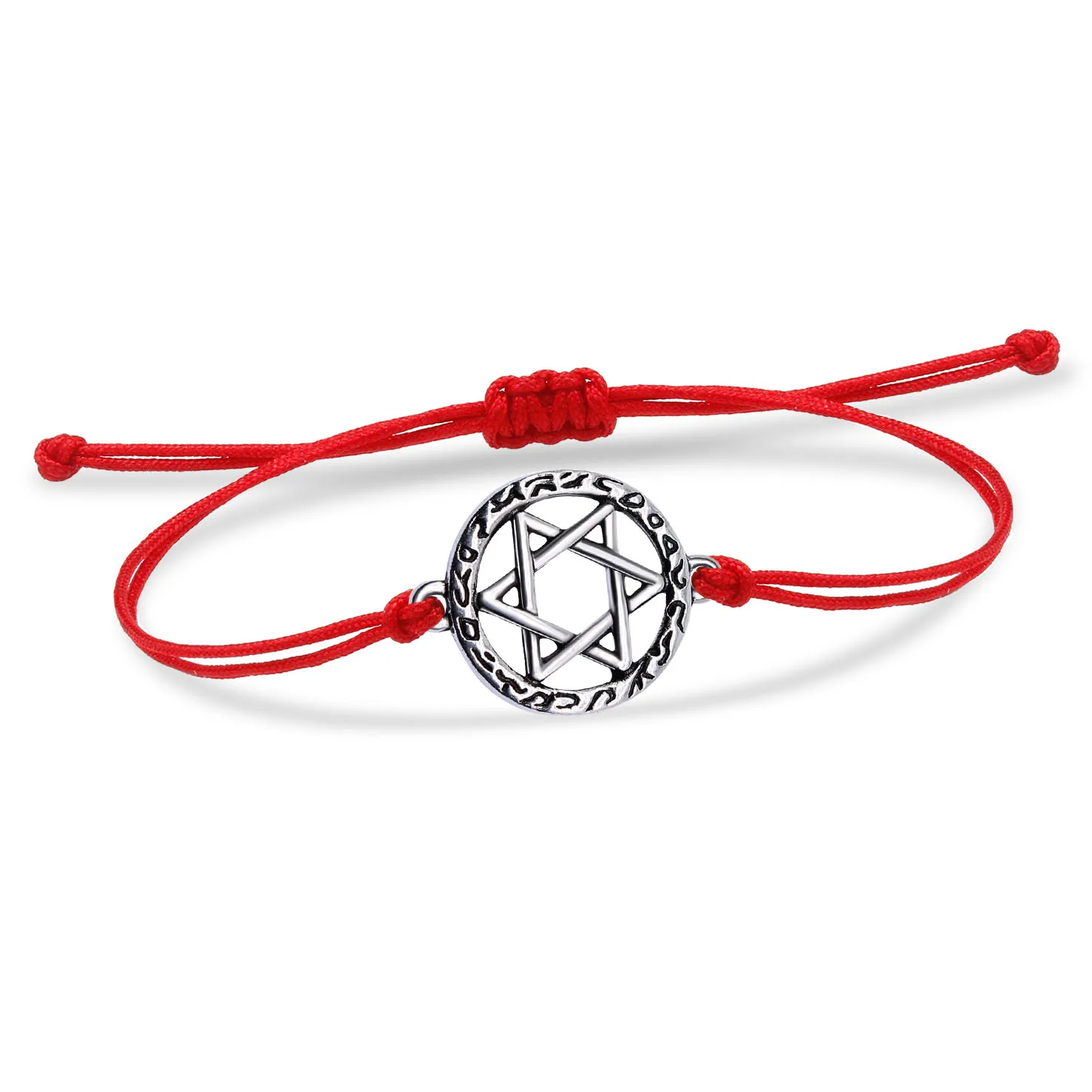 Zinc Alloy Jewish Star Of David Round Circle Lucky Charm Bracelet Women New Trendy Israel Solomon's Seal Red Rope Jewelry Gift