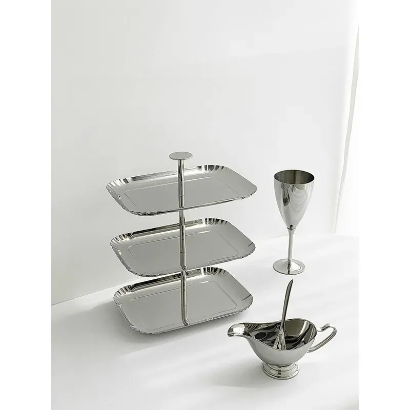 Luxury Stainless Steel Fruit Plate Multi Tier Dessert Stand Creative Cake Display Rack Afternoon Tea Snack Holder for Home