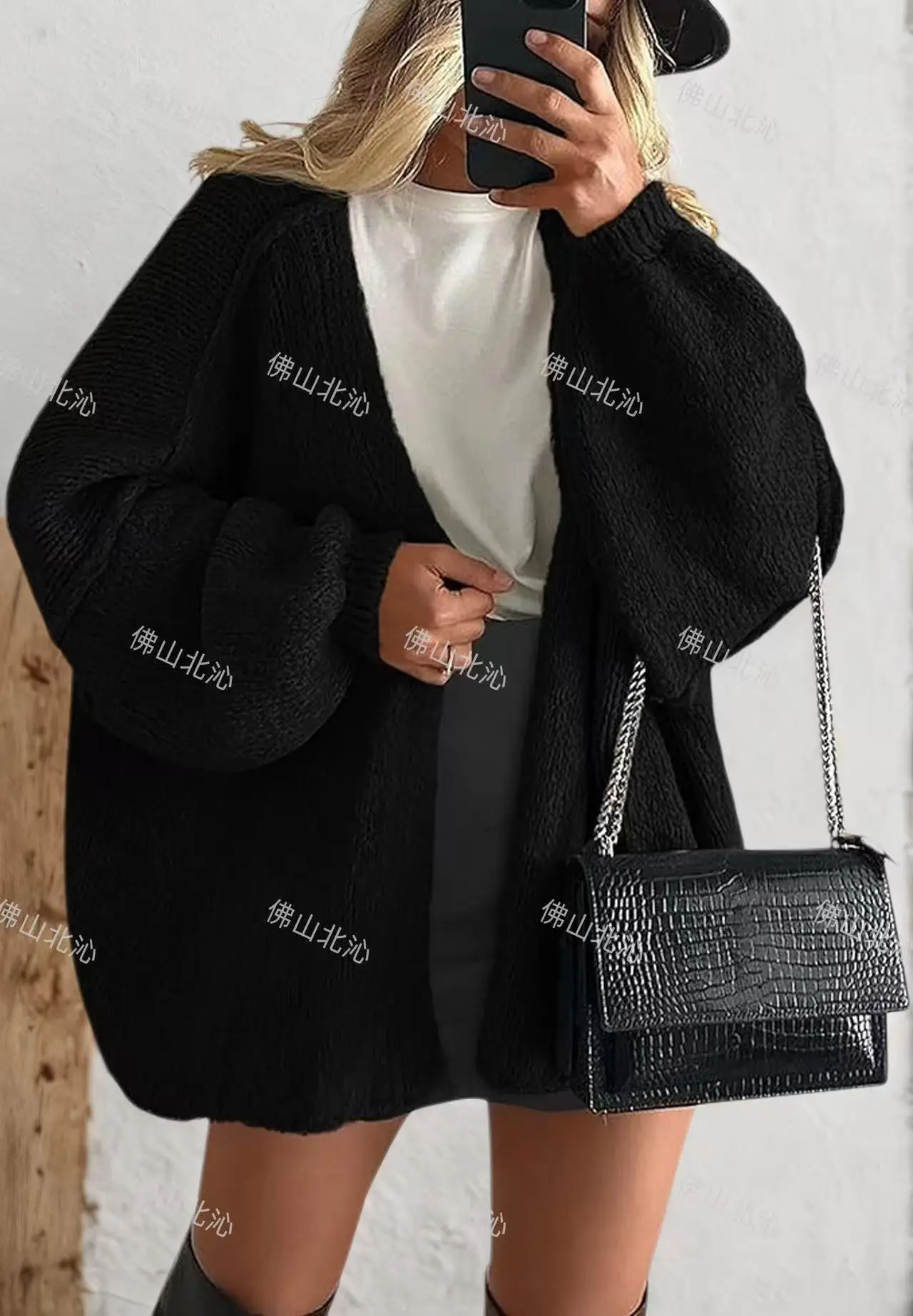 2025 Autumn and Winter New Sweater Jacket Casual Solid Color Knitted Loose Large Size Cardigan Europe and America