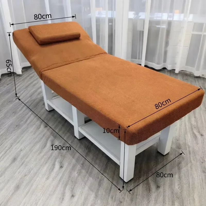 Foldable Massage Bed 190cm Adjustable Beauty Bed Thickened Cushion Metal Frame Facial Spa Treatment Table