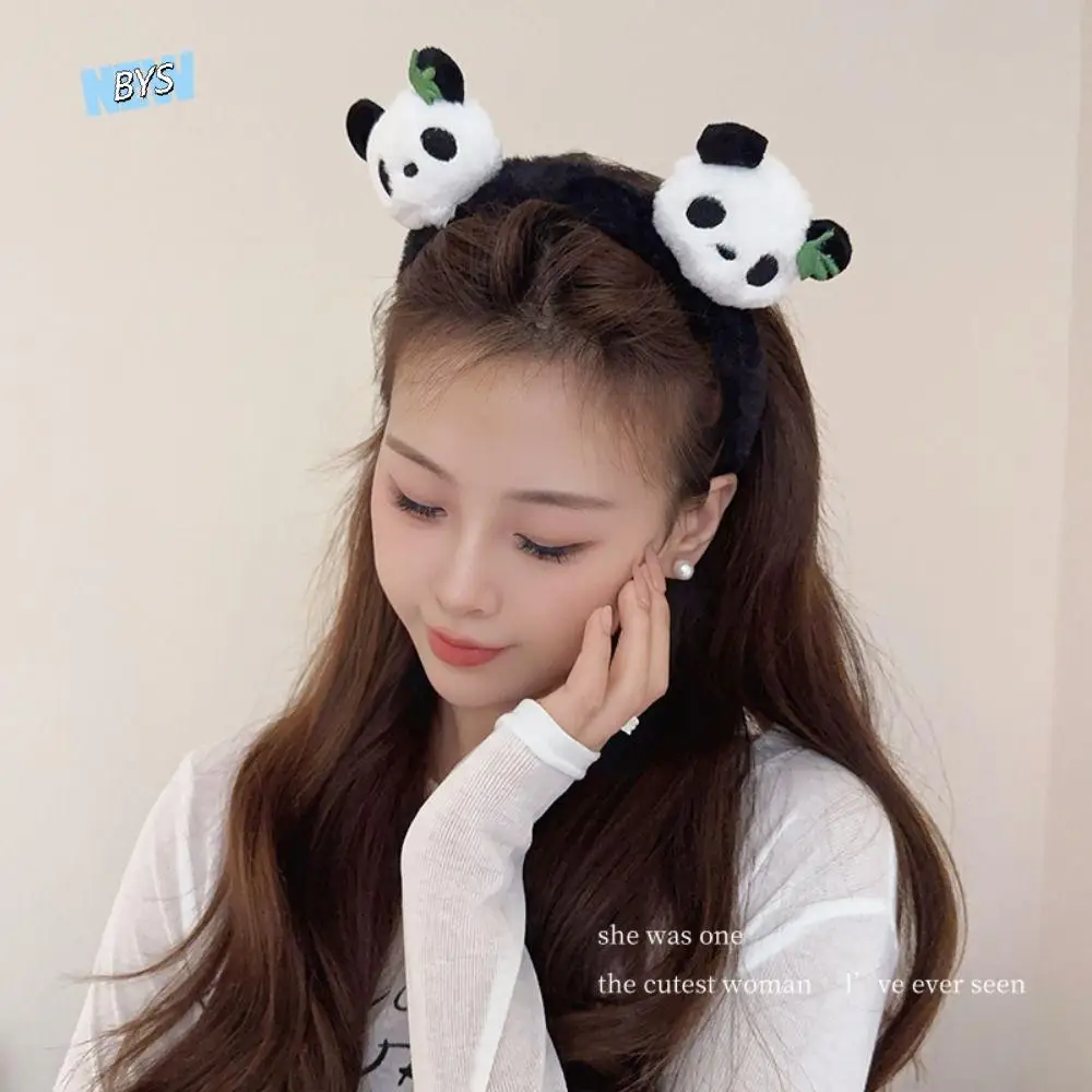 الموضة الصينية نمط الباندا عقال حديقة الحيوان مشبك شعر عصابات الشعر الكرتون رباط شعر لطيف خوذة أفخم دمية الشعر هوب الأطفال