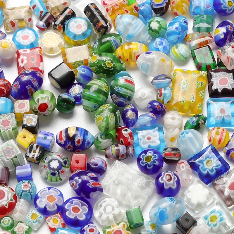 

Mixed Geometry 6mm 8mm 10mm 12mm Flower Patterns Glass Bead Crafts Loose Spacer Beads for Jewelry Making DIY Accessories