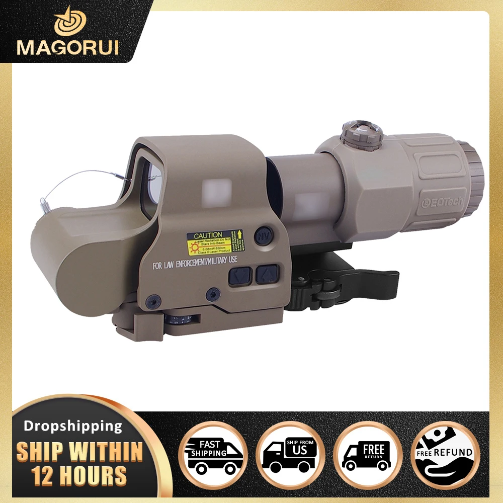 

Magorui 558+ G33 Holographic Red Green Dot Sight Rifle Scope 3x Magnifier For 20mm Hunting Gun Accessories