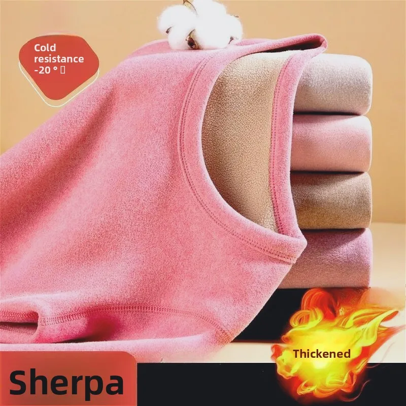 Unsichtbare Schritthose, Lammwoll-Thermoanzug, mit Fleece verdickte Herbst- und Winter-Primerunterwäsche, langärmelige Hose.