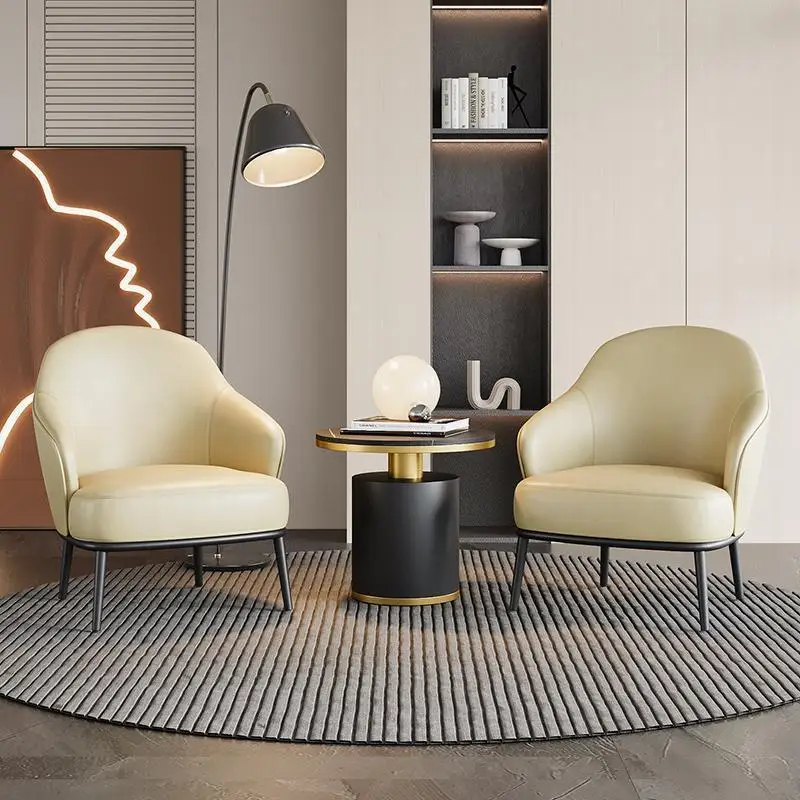 Bed and Breakfast Sofa Single Chair Hotel Single Chair Wabi Wind Light French Retro Leisure Chair Bed and Breakfast Single Sofa