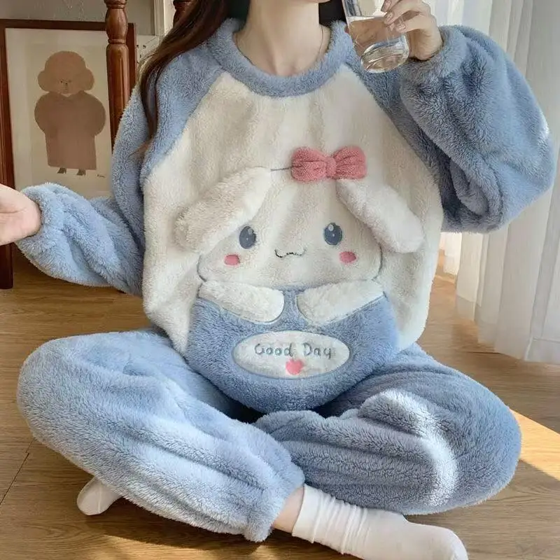 Pajamas Pochacco Women's Autumn Winter Thickened Velvet Coral Velvet Can Be Worn Outside Cartoon Flannel Home Clothes Set Cute view 4