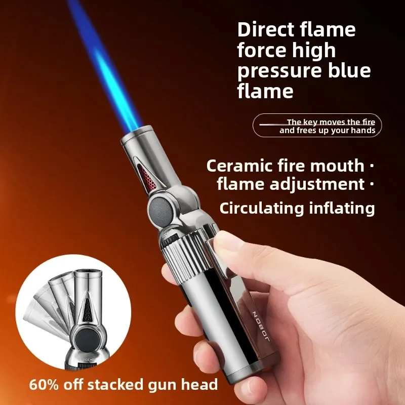 JOBON Folding High Power Spray Gun Windproof Jet Blue Flame Butane Gas Torch Lighter Safety Lock Switch Portable Cigar Lighters