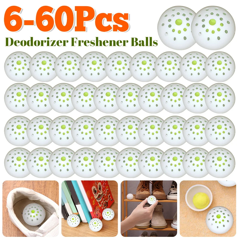 

6-60PCS Deodorant Balls For Shoes Jasmine Scent Fresheners Footwear Shoe Closet Toilet Deodorization Long-lasting Aromatic 2025
