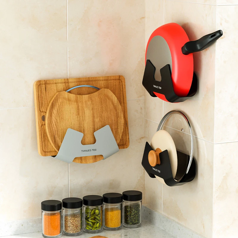 Multifunction Wall Mounted Pot Lid Holder Pan Pot Pan Cover Stand Cutting Board Holder Organizer Tools Kitchen Accessories