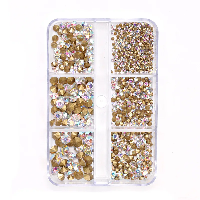 1440pcs Clear/AB Nail Art Rhinestone Pointed Bottom Multi-Size Nail Crystal Diamond SS4-SS20 3D Bulk Drill Manicure Decoration*-