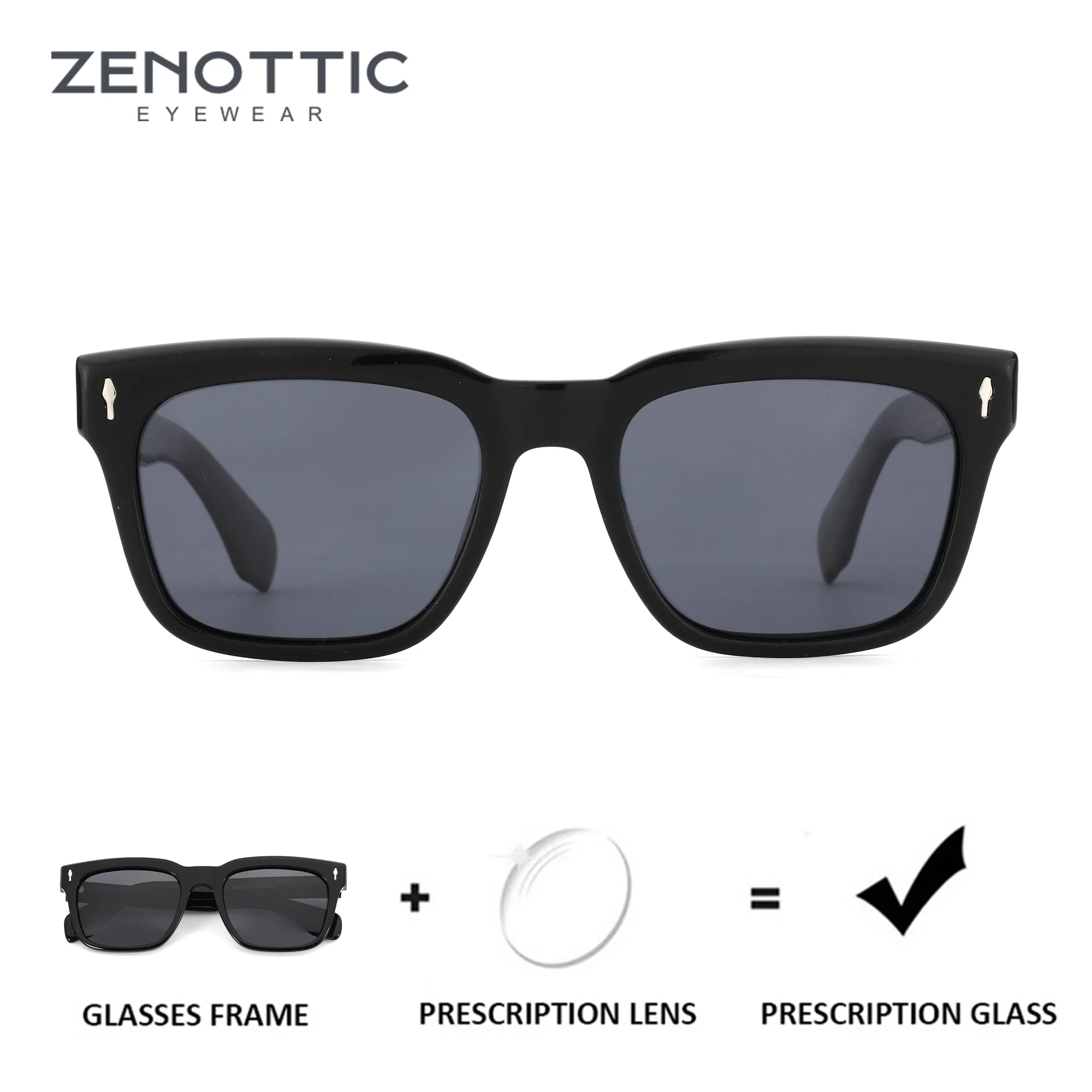

ZENOTTIC (размер M) модные мужские ацетатные поляризационные солнцезащитные очки по рецепту UV400 квадратные оптические солнцезащитные очки