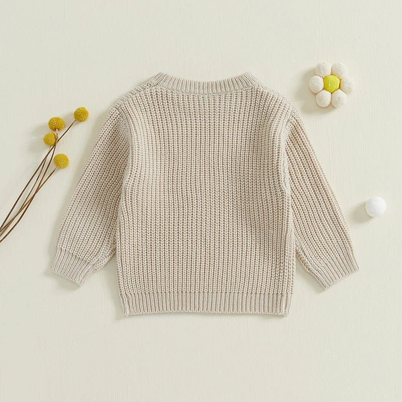 Cute Toddler Winter Jumper with Adorable Bow Detailing and Cozy Crew Neck - Stylish Knit Pullover for Girls