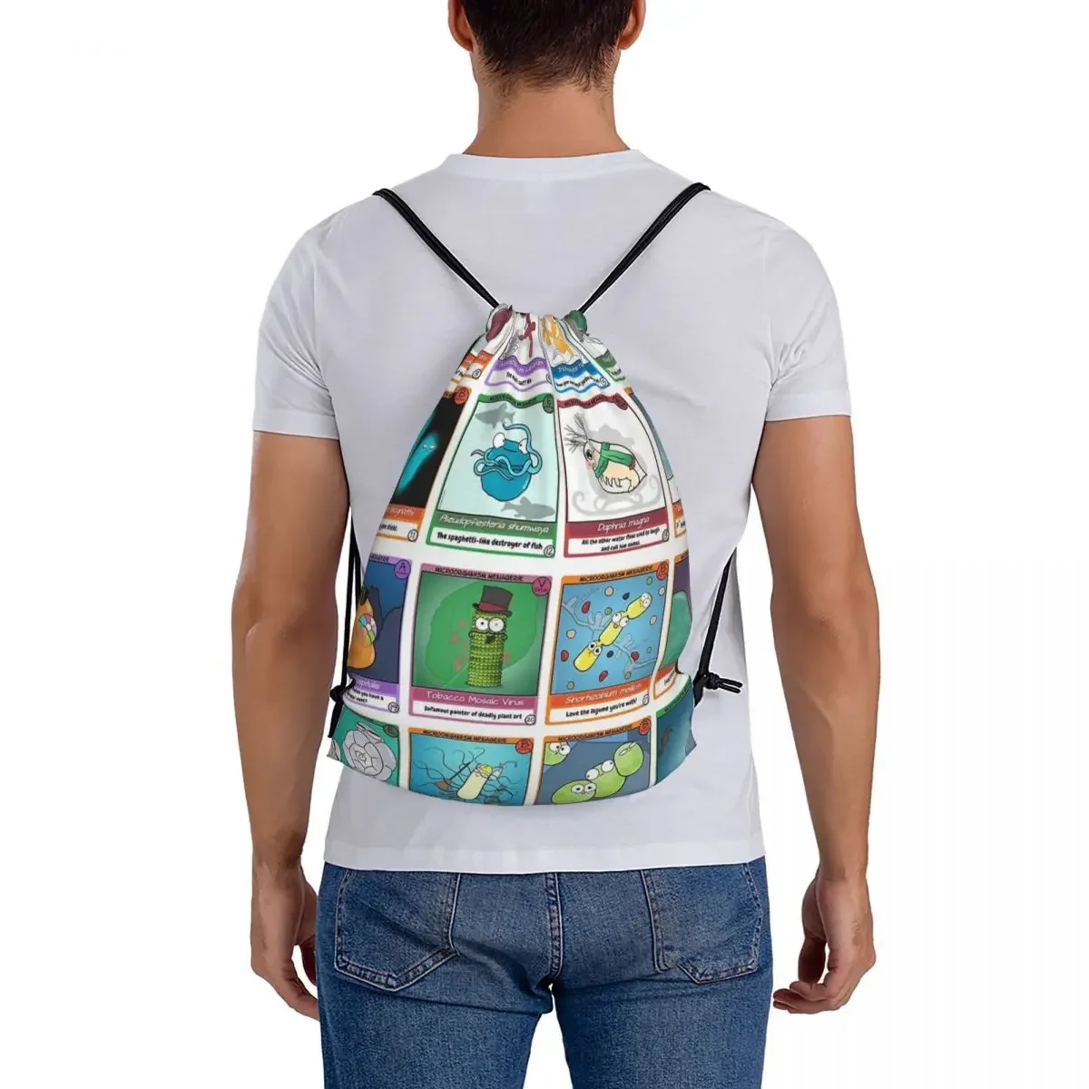 Microbe Menagerie Trading Cards Backpacks Portable Drawstring Bags Drawstring Bundle Pocket Shoes Bag BookBag For Travel School