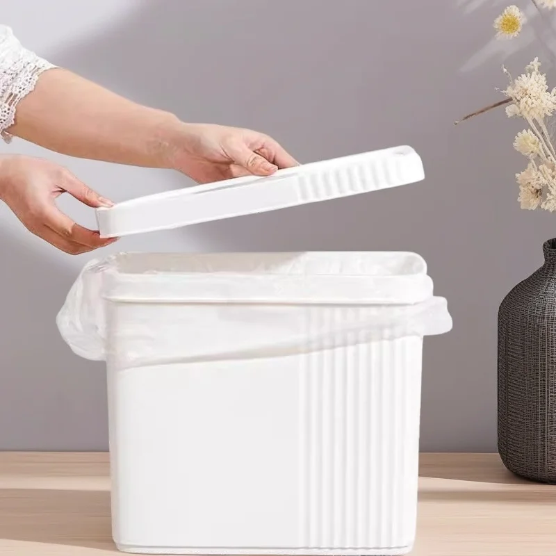 

Slim Narrow Bathroom Trash Can 10cm Press Type Garbage Bin Space Saving Flat Side Dustbin For Toilet Gap Corner Use