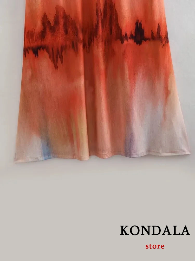 KONDALA Chic Tie Dye guaina Sexy Backless Slim Women Long Cami Dress Fashion 2023 Summer Backless Holiday Elegant Beach Vestido