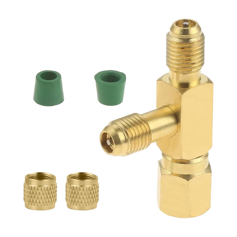 Tee Adapter 1/4 for sae with Rotary Joint and Built-in Slide Valve for Vacuum Measurement and Refrigeration for service Use