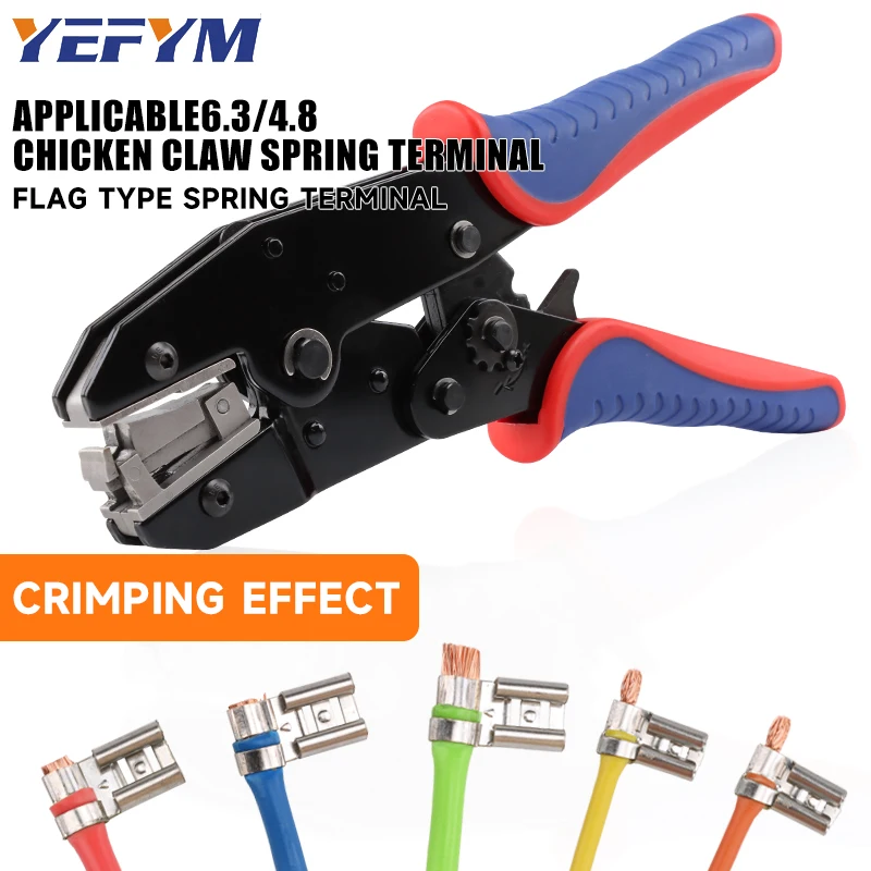 4.8/6.3 Plug-in Flag Welding Terminals L Shape Terminals Chicken claw type Crimping Tool YF-10FL AWG 20-13 (0.5-2.5mm²)