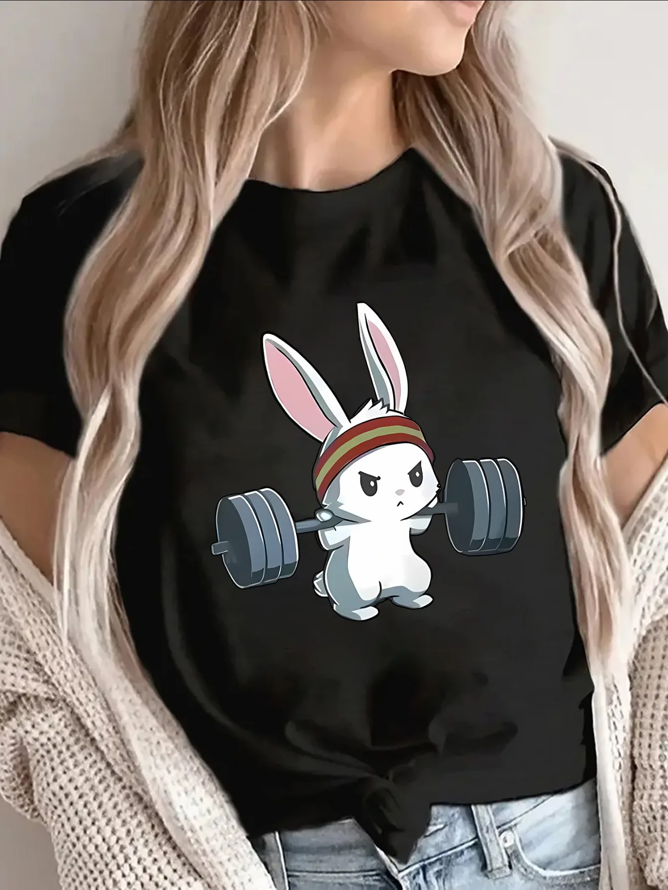 Lightweight and Durable Sleeve Featuring An Adorable Bunny Lifting Weights Ideal for Wear At Home or The Gym Perfect
