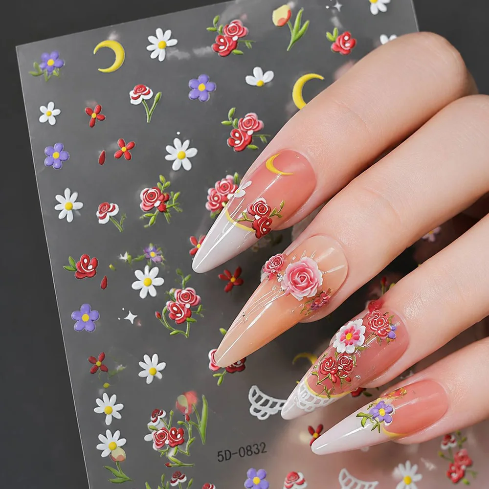 1 autocollant pour ongles à motif floral naturel, finition flexible, style spécial, décalcomanie florale pour ongles