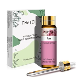 Phatoil-óleos essenciais de rosa pura, 10ml, com conta-gotas, umidificador, difusor, lavanda, ylang, jasmim, alecrim, camomila