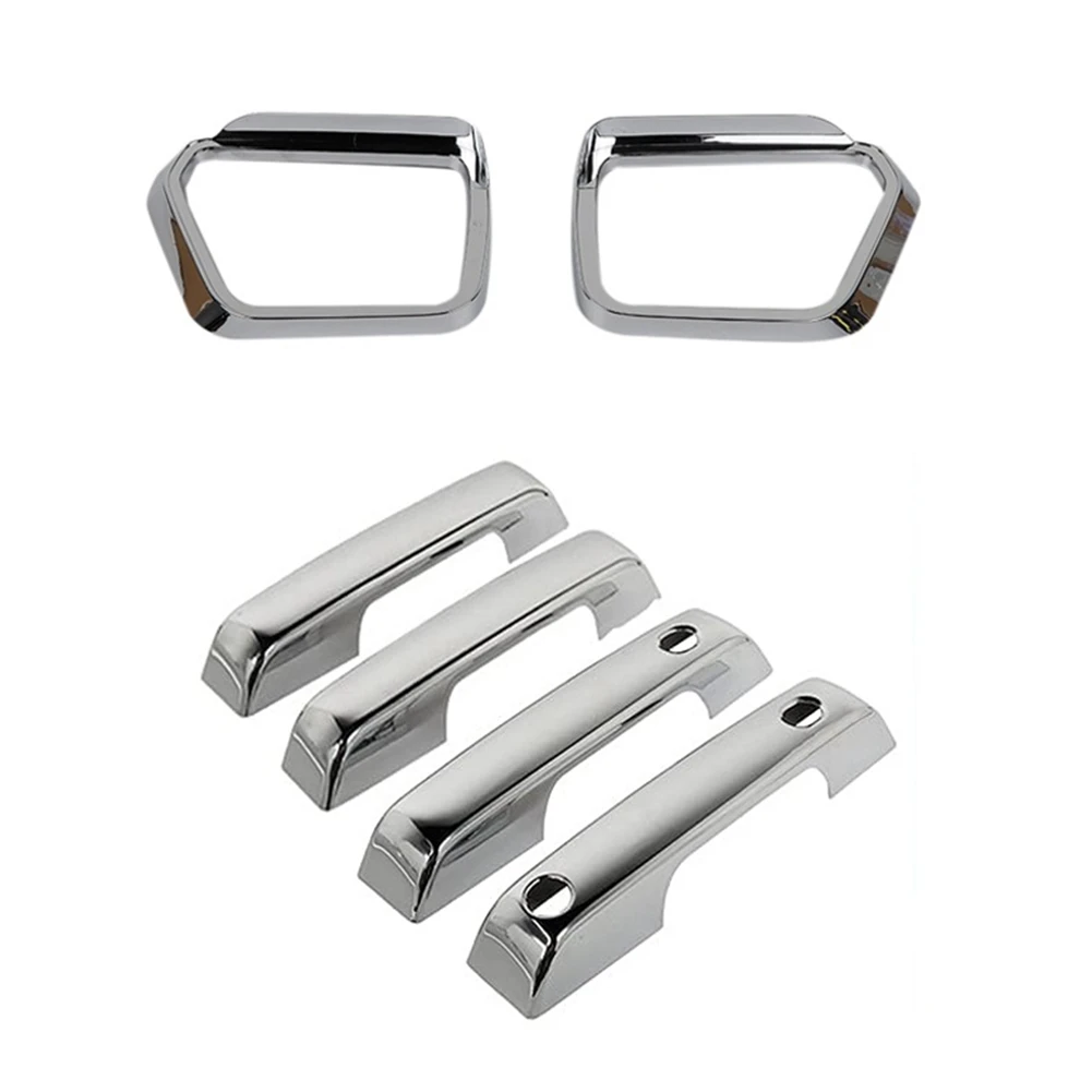 

For Ford F-150 F150 2021 2022 Chrome Side Rearview Mirror Rain Eyebrow Cover & Door Handle Cover Trim Decal Accessories