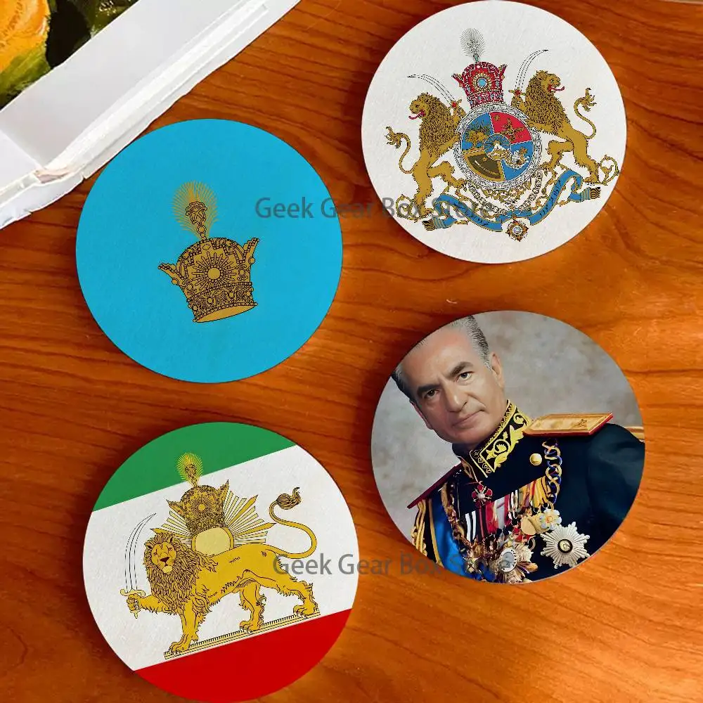 

Mohammad R-Reza Pahlavi Iran Round Coaster Non-slip table mat Insulated Coasters Kitchen Dining Room Tabletop Decor