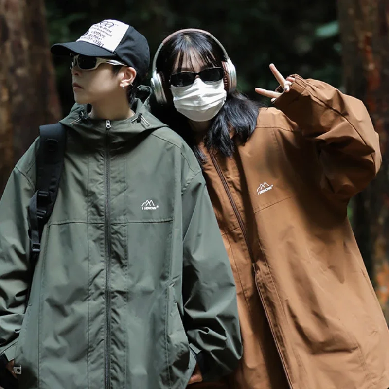 

Japanese Outdoor Hooded Jackets Spring Autumn Couple Loose Causal High Street Functional Tooling Jacket Men Top Male Clothes