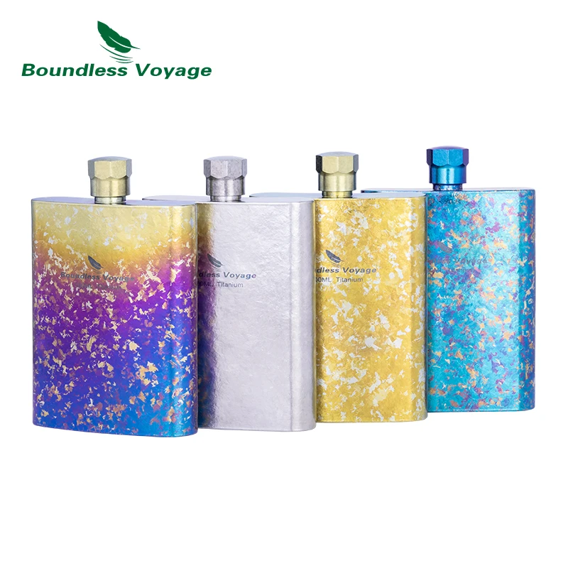 Boundless Voyage 100ml Colorful Titanium Hip Flask, Portable Liquor Bottle for Outdoor Travel Water Juice Whiskey Wine Bottle