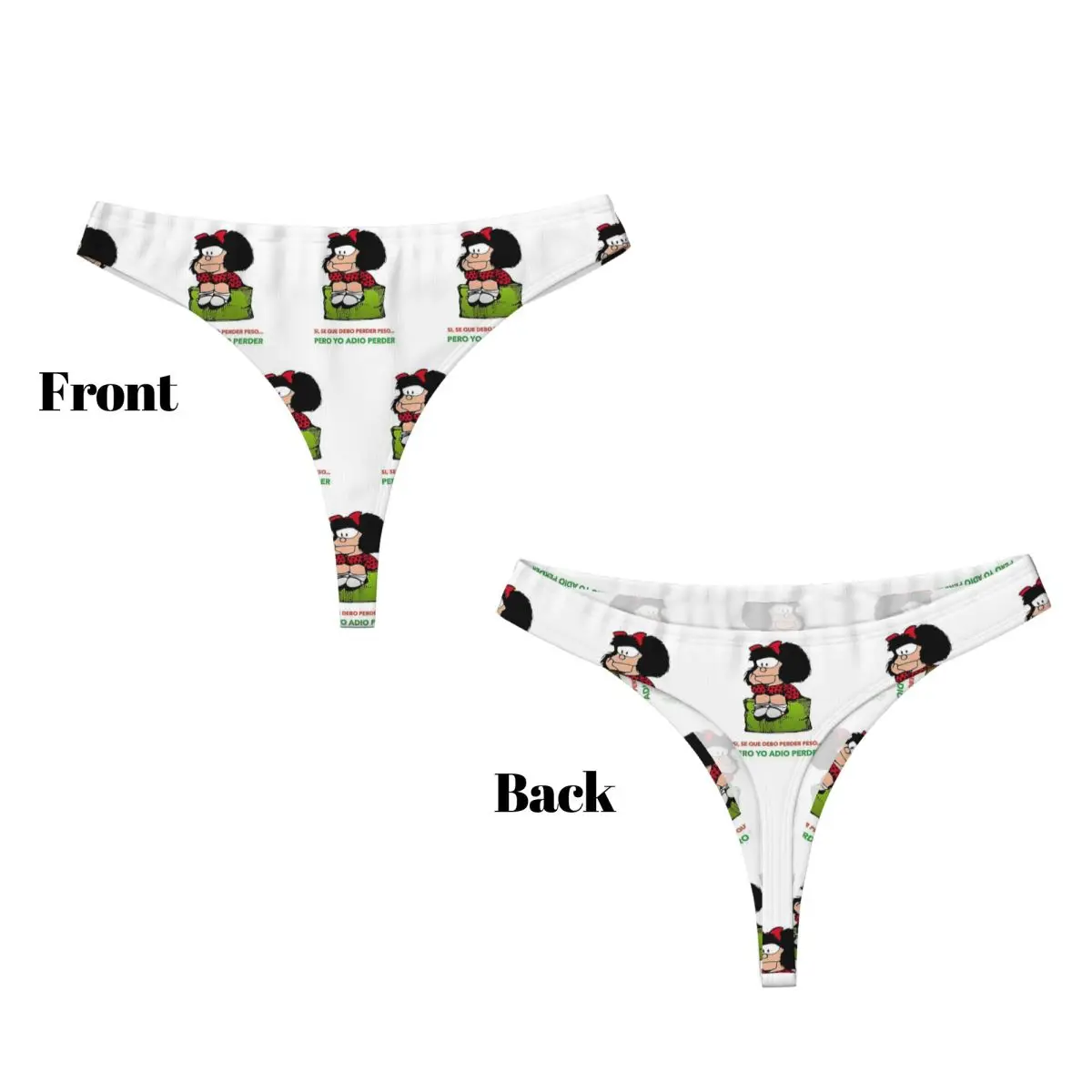Custom Mafalda Quino Comics G-string Panties Breathable Women Stretch Thongs Comfort Underwear