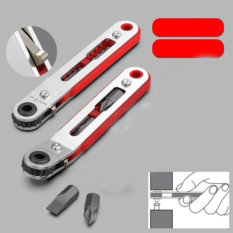 Two Way Ratchet Wrench Hexagon Torx Bidirectional Ratchet Wrench Narrow Space Corner Turning Angle Cross Slotted Screwdriver