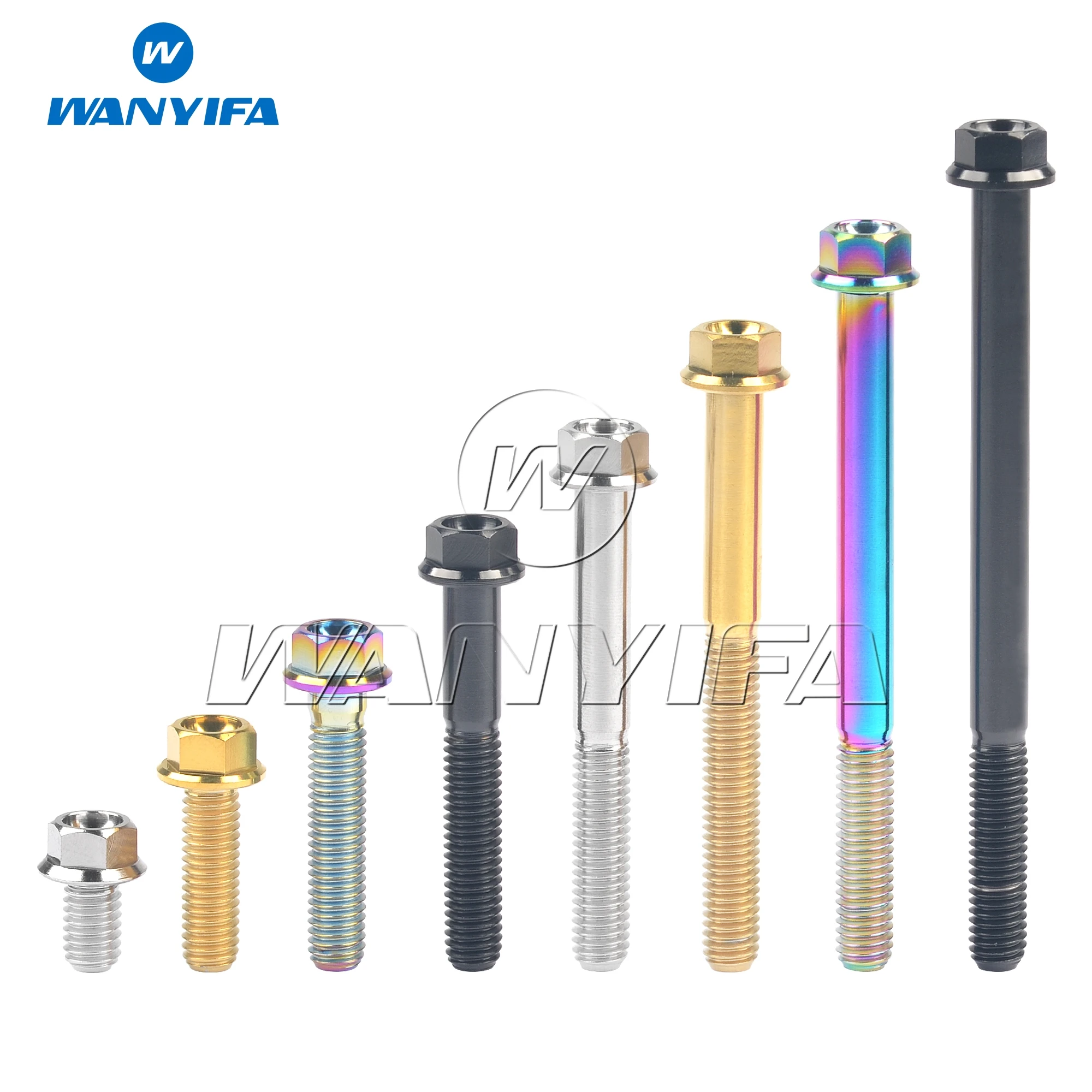 Wanyifa M6x10/15/20/25/30/35/40/45/50/55/60/65/70/75/80/90/100mm Titanium Bolt Flange Hex Head Screws for Bicycle Motorcycle Car