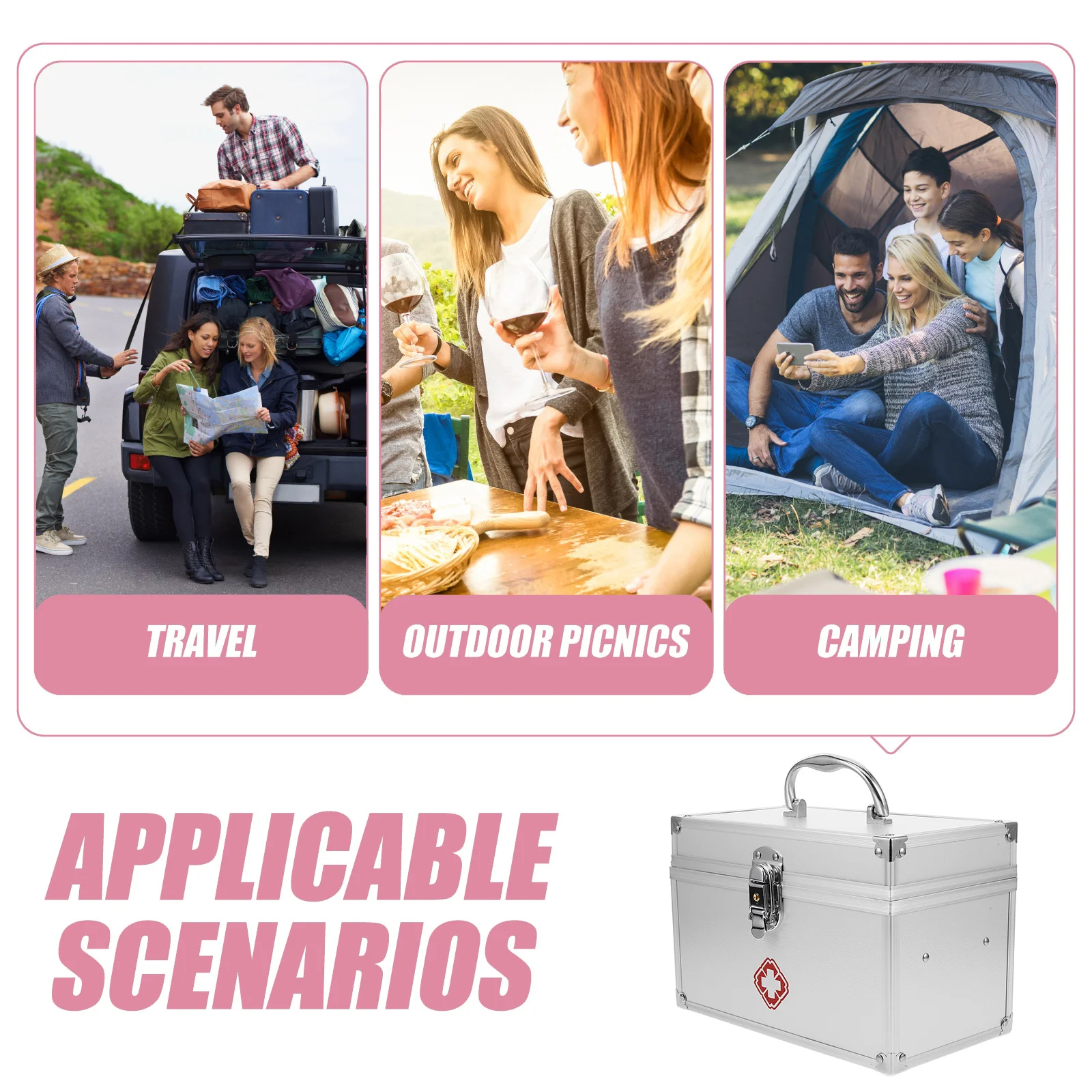 First Aid Box Large Capacity Metal Medicine Storage Household Portable Organizer Sealing Case Emergency Kit For Home