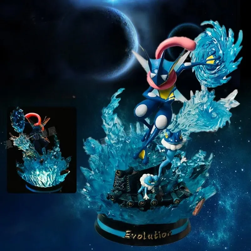 New 28cm Pokemon Game Peripheral Greninja Anime Figure Evolution Series Luminous Model Statue Desktop Decoration Collection Gift